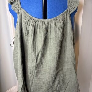 Terra & Sky  Women Olive Green Sleeveless Blouse Plus Size 3xl K